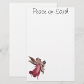 Vintage Kerstmis, Victoriaans Guardian Angel Briefpapier (Voorkant / Achterkant)