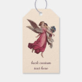 Vintage Kerstmis, Victoriaans Guardian Angel Cadeaulabel (Achterkant)