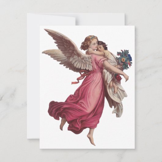Vintage Kerstmis, Victoriaans Guardian Angel Feestdagenkaart (Voorkant)