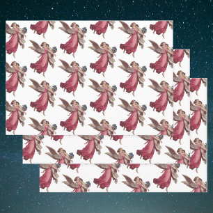 Vintage Kerstmis, Victoriaans Guardian Angel Inpakpapier Vel