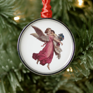 Vintage Kerstmis, Victoriaans Guardian Angel Metalen Ornament