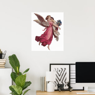 Vintage Kerstmis, Victoriaans Guardian Angel Poster