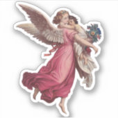 Vintage Kerstmis, Victoriaans Guardian Angel Sticker (Voorkant)