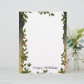 Vintage Kerstmis, Victoriaans Holly Leaves Berries (Staand voorkant)