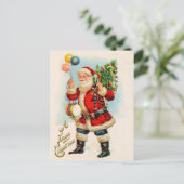 Vintage Kerstmis, Victoriaans kerstballonnen Feestdagenkaart (Staand voorkant)