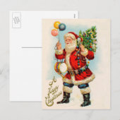 Vintage Kerstmis, Victoriaans kerstballonnen Feestdagenkaart (Voorkant / Achterkant)