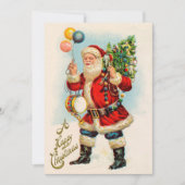 Vintage Kerstmis, Victoriaans kerstballonnen Kaart (Voorkant)