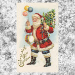 Vintage Kerstmis, Victoriaans kerstballonnen Rechthoekige Sticker<br><div class="desc">illustratie kerstvakantie met een Victoriaans kerstman met een kerstboom,  ballonnen en een speelgoed. Een prettig kerstfeest!</div>