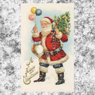 Vintage Kerstmis, Victoriaans kerstballonnen Rechthoekige Sticker