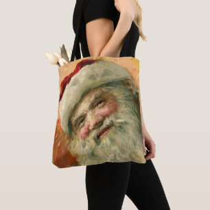 Vintage Kerstmis, Victoriaans kerstcadeauportret Tote Bag