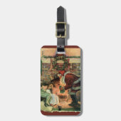 Vintage Kerstmis, Victoriaans kerstkinderen Bagagelabel (Voorkant verticaal)