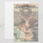 Vintage Kerstmis, Victoriaans kerstkinderen Briefpapier (Voorkant / Achterkant)