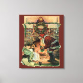 Vintage Kerstmis, Victoriaans kerstkinderen Canvas Afdruk (Voorkant)