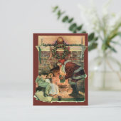Vintage Kerstmis, Victoriaans kerstkinderen Feestdagenkaart (Staand voorkant)