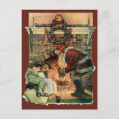 Vintage Kerstmis, Victoriaans kerstkinderen Feestdagenkaart (Voorkant)