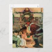 Vintage Kerstmis, Victoriaans kerstkinderen Feestdagenkaart (Voorkant / Achterkant)