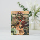 Vintage Kerstmis, Victoriaans kerstkinderen Feestdagenkaart (Staand voorkant)