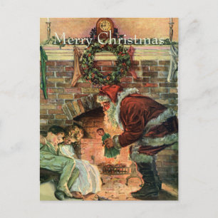 Vintage Kerstmis, Victoriaans kerstkinderen Feestdagenkaart