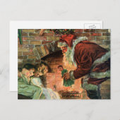 Vintage Kerstmis, Victoriaans kerstkinderen Feestdagenkaart (Voorkant / Achterkant)