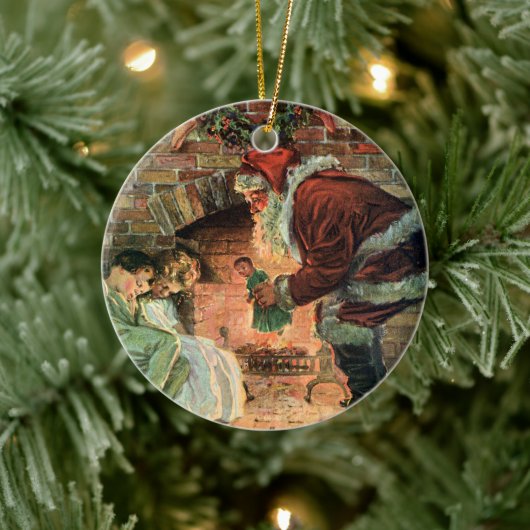 Vintage Kerstmis, Victoriaans kerstkinderen Keramisch Ornament (Boom)