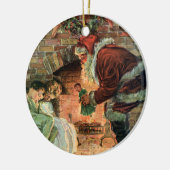 Vintage Kerstmis, Victoriaans kerstkinderen Keramisch Ornament (Links)