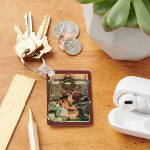 Vintage Kerstmis, Victoriaans kerstkinderen Sleutelhanger