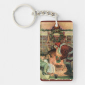 Vintage Kerstmis, Victoriaans kerstkinderen Sleutelhanger (Voorkant)