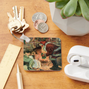 Vintage Kerstmis, Victoriaans kerstkinderen Sleutelhanger