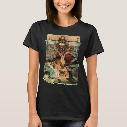 Vintage Kerstmis, Victoriaans kerstkinderen T-shirt (Voorkant)