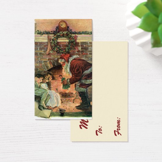 Vintage Kerstmis, Victoriaans kerstkinderen Visitekaartje (Bureau)