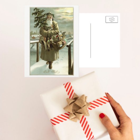 Vintage Kerstmis, Victoriaans kerstman God jul Feestdagenkaart