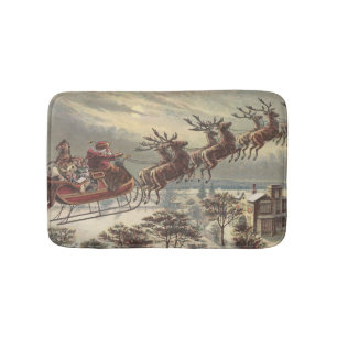 Vintage Kerstmis, Victoriaans kerstman in Sleigh Badmat