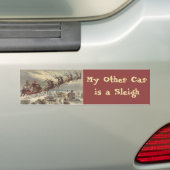Vintage Kerstmis, Victoriaans kerstman in Sleigh Bumpersticker (Op auto)
