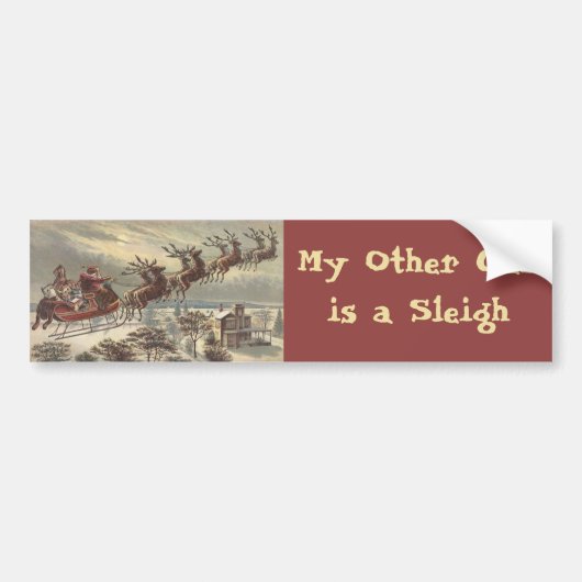 Vintage Kerstmis, Victoriaans kerstman in Sleigh Bumpersticker (Voorkant)