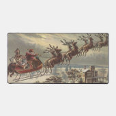 Vintage Kerstmis, Victoriaans kerstman in Sleigh Bureaumat (Voorkant)