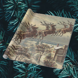 Vintage Kerstmis, Victoriaans kerstman in Sleigh Cadeaupapier