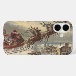 Vintage Kerstmis, Victoriaans kerstman in Sleigh iPhone 16 Hoesje