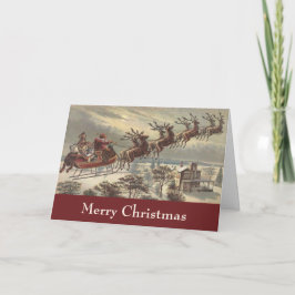 Vintage Kerstmis, Victoriaans kerstman in Sleigh Feestdagen Kaart