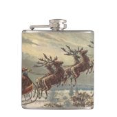 Vintage Kerstmis, Victoriaans kerstman in Sleigh Heupfles (Voorkant)