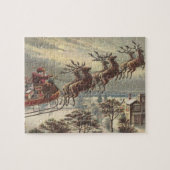 Vintage Kerstmis, Victoriaans kerstman in Sleigh Legpuzzel (Horizontaal)