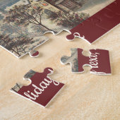 Vintage Kerstmis, Victoriaans kerstman in Sleigh Legpuzzel (Zijkant)