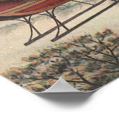 Vintage Kerstmis, Victoriaans kerstman in Sleigh Poster (Hoek)