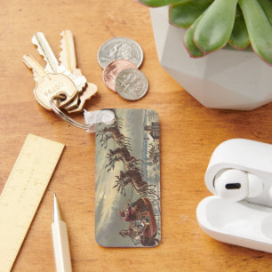 Vintage Kerstmis, Victoriaans kerstman in Sleigh Sleutelhanger