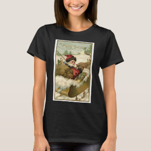 Vintage Kerstmis, Victoriaans kerstman in Sleigh T-shirt