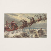 Vintage Kerstmis, Victoriaans kerstman in Sleigh Visitekaartje (Voorkant)