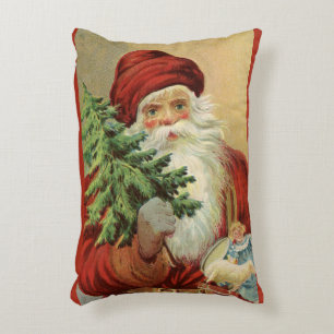 Vintage Kerstmis, Victoriaans kerstman met boom Accent Kussen