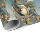 Vintage Kerstmis, Victoriaans kerstman met boom Cadeaupapier (Rol Hoek)