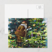 Vintage Kerstmis, Victoriaans kerstman met boom Feestdagenkaart (Voorkant / Achterkant)