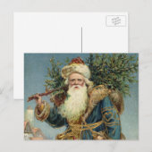 Vintage Kerstmis, Victoriaans kerstman met boom Feestdagenkaart (Voorkant / Achterkant)