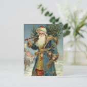 Vintage Kerstmis, Victoriaans kerstman met boom Feestdagenkaart (Staand voorkant)